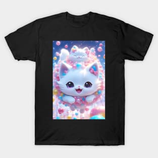 Cute Kawaii white cat with balloons T-Shirt